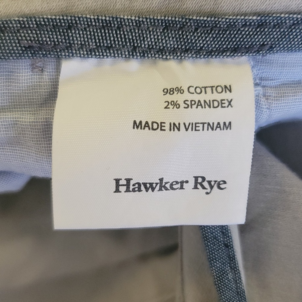 Hawker Rye Chino Pants Mens 34x32‎ Grey Slim Fit Stretch Cotton Twill Trousers - Picture 4 of 11